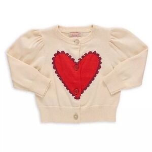 Pink Chicken Constance Sweater Scalloped Heart Cream 7Y New With Tags